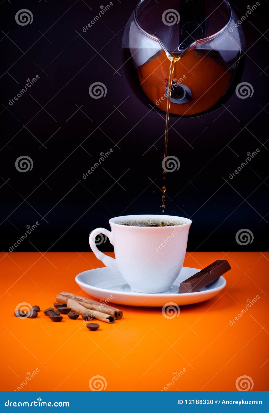 fresh coffee cup filling from coffeepot