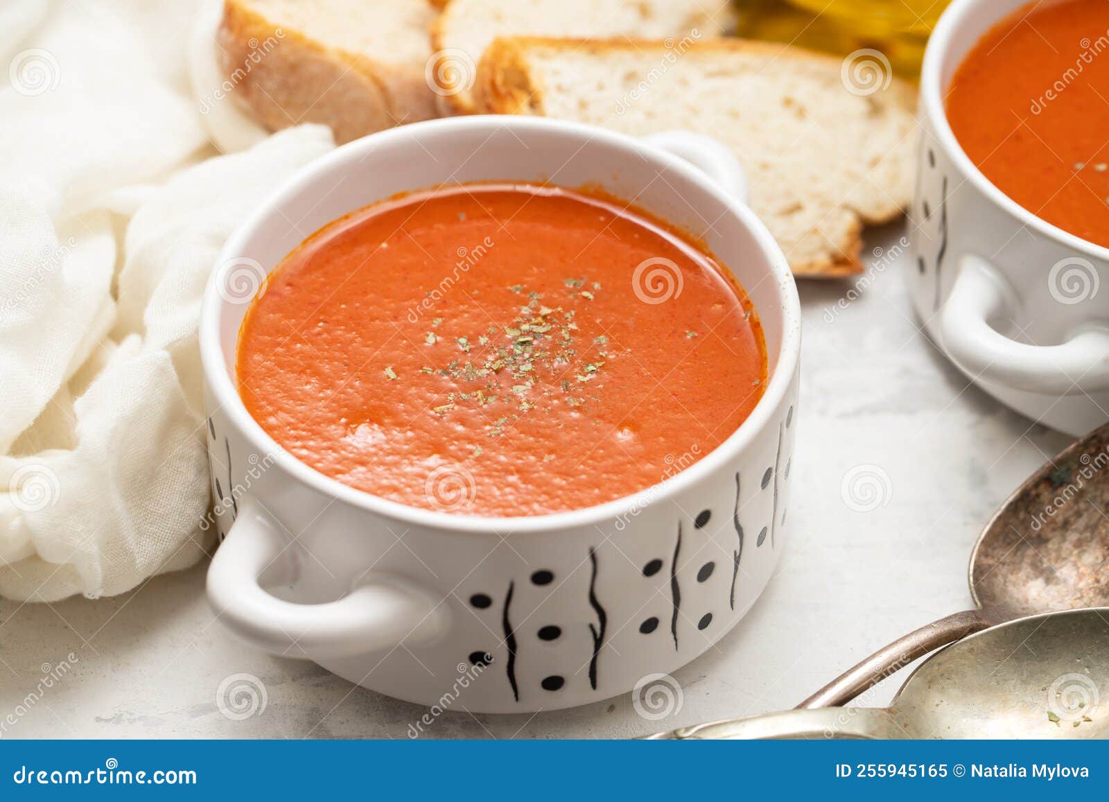 Fresh Cold Tomato Soup with Herbs in the Bowl Stock Image Image of delicious, refreshing