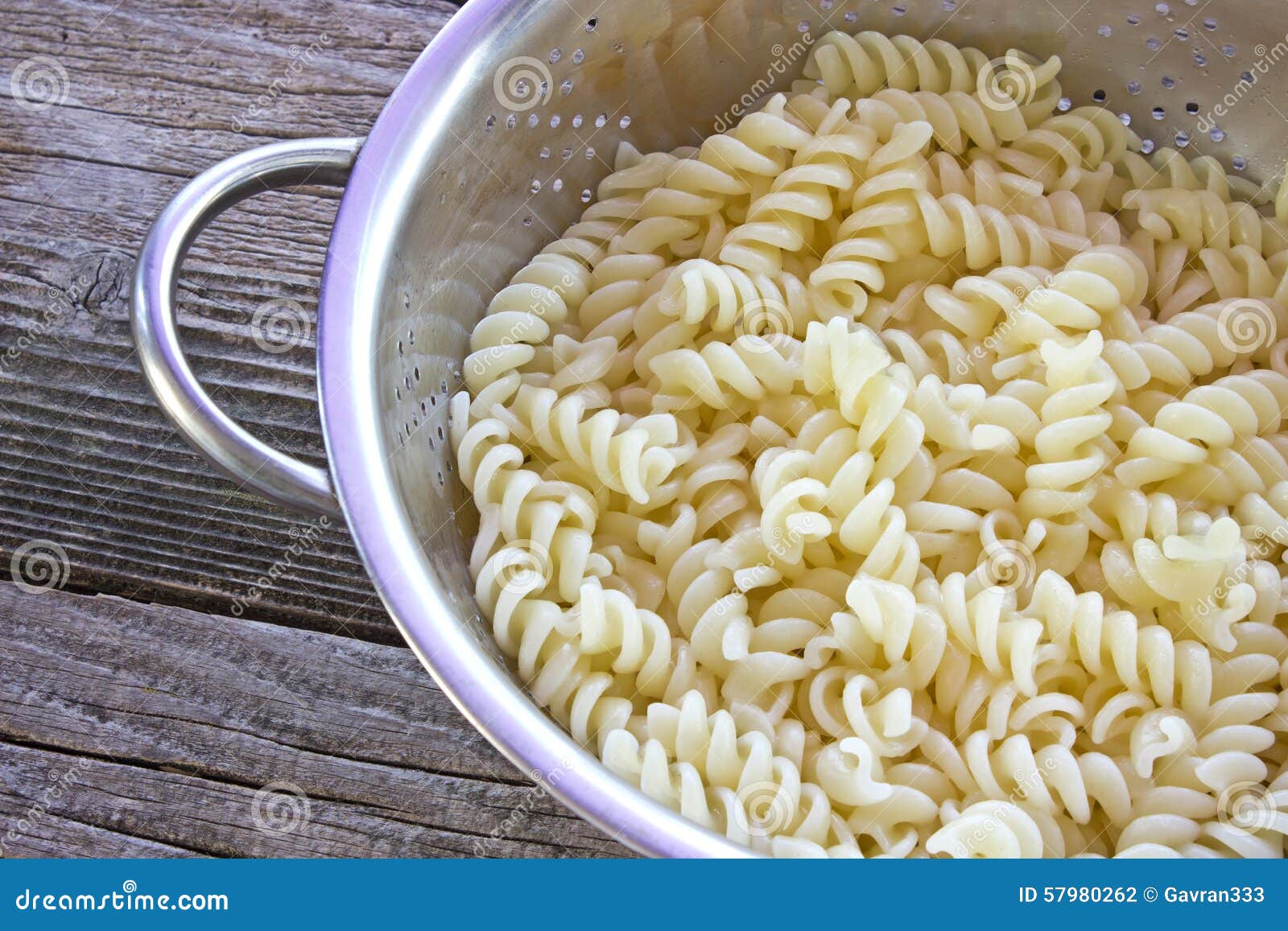 Fresh Cooked Fusilli Pasta in Strainer Stock Photo Image of closeup