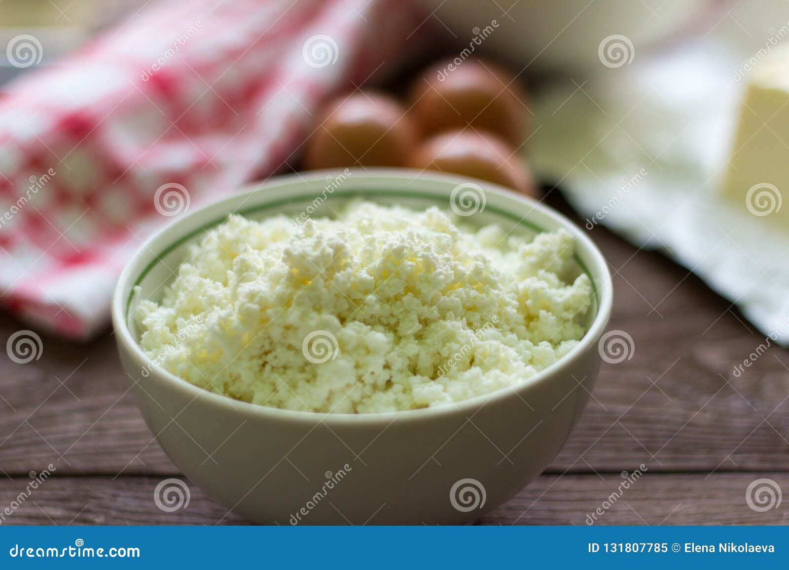 Fresh Cottage Cheese And Eggs On The Table Baking Ingredients