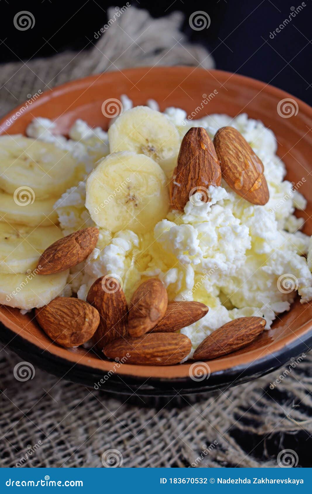 Fresh Cottage Cheese with Fruit. Stock Photo Image of homemade, bowl