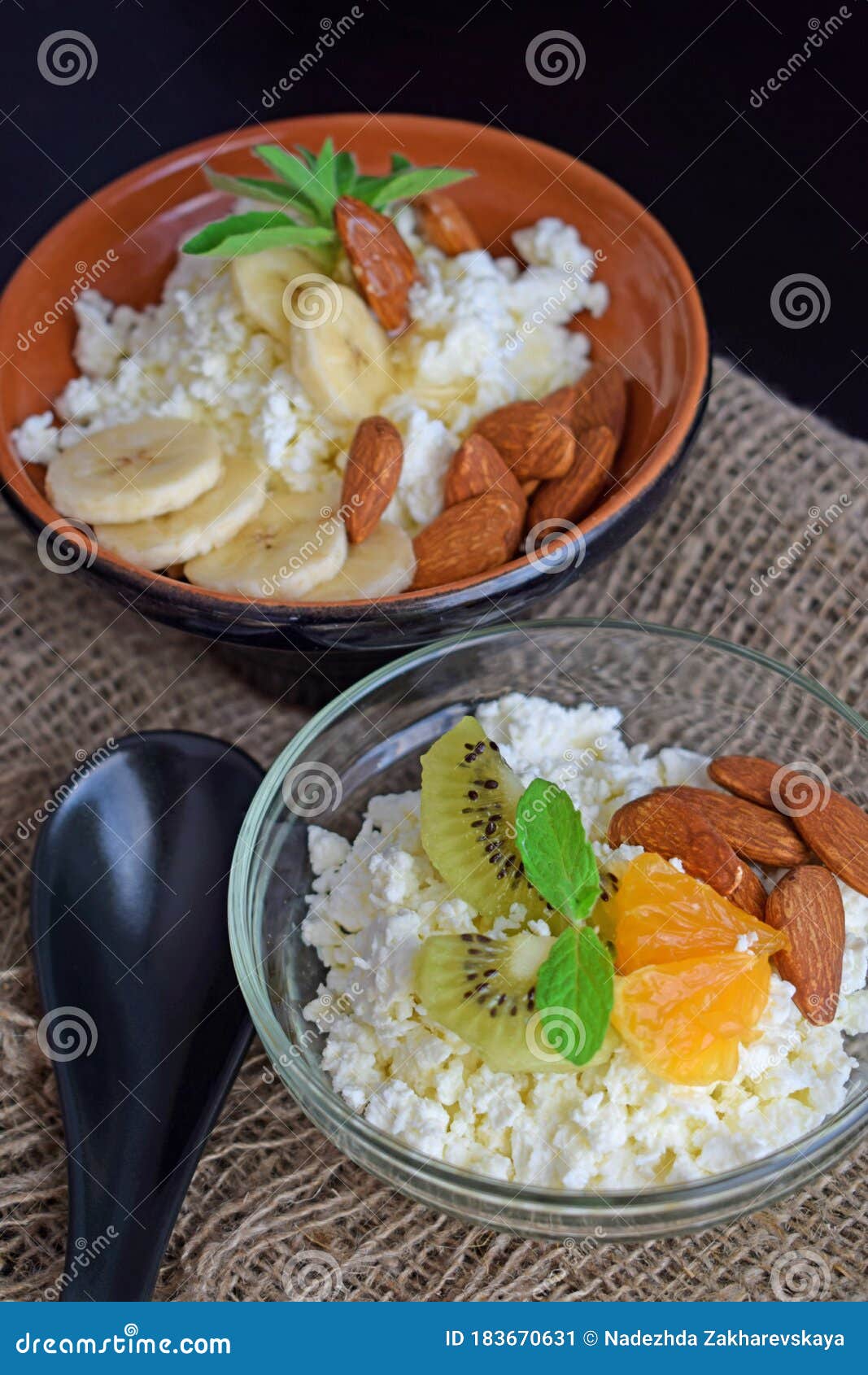 Fresh Cottage Cheese with Fruit. Stock Image Image of breakfast