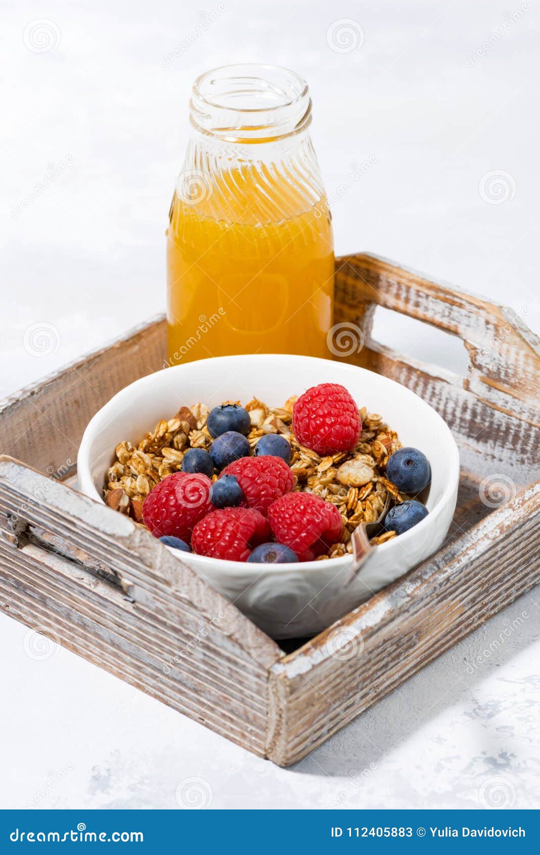 Fresh Cottage Cheese with Granola and Orange Juice Stock Image Image