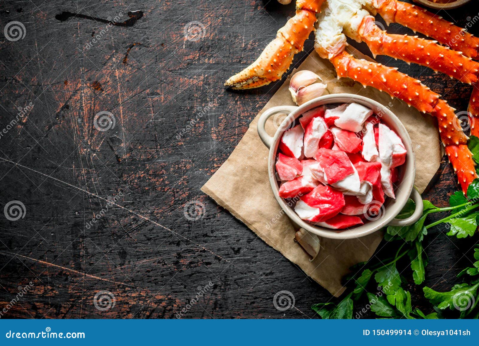 Fresh Crab and Crab Meat with Herbs Stock Photo Image of ingredient
