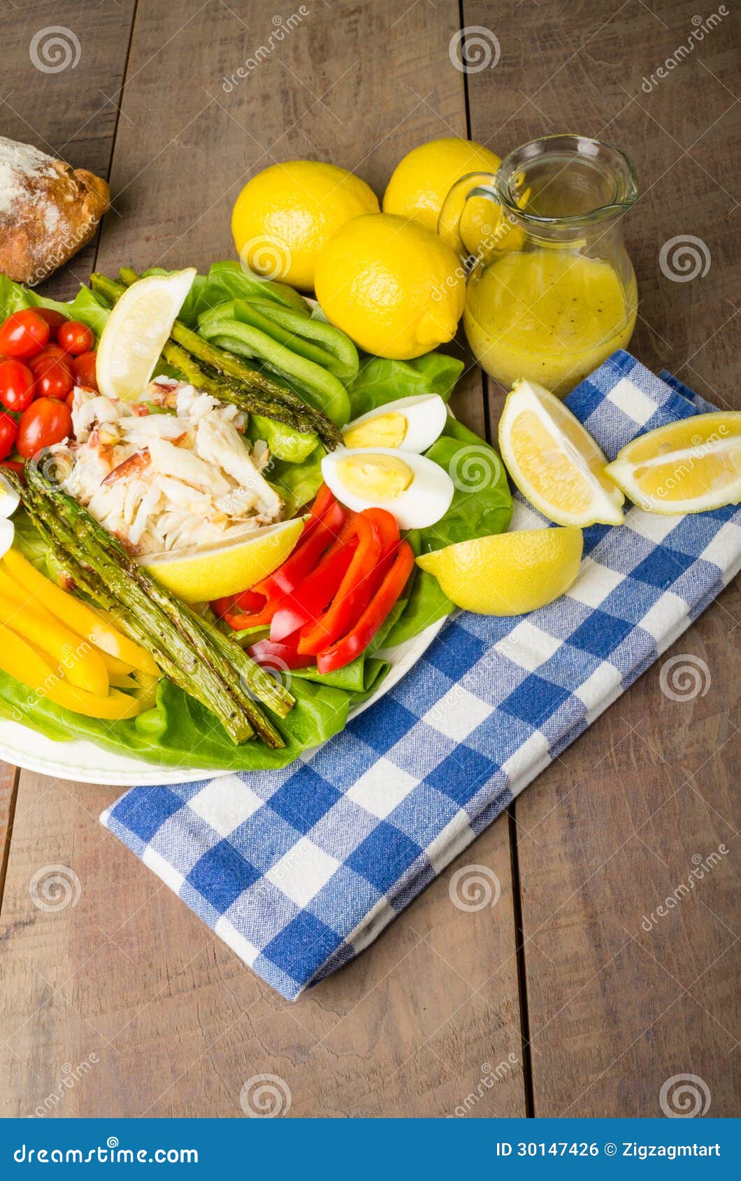 Crab Salad with Asparagus and Lemon Dressing Stock Photo Image of
