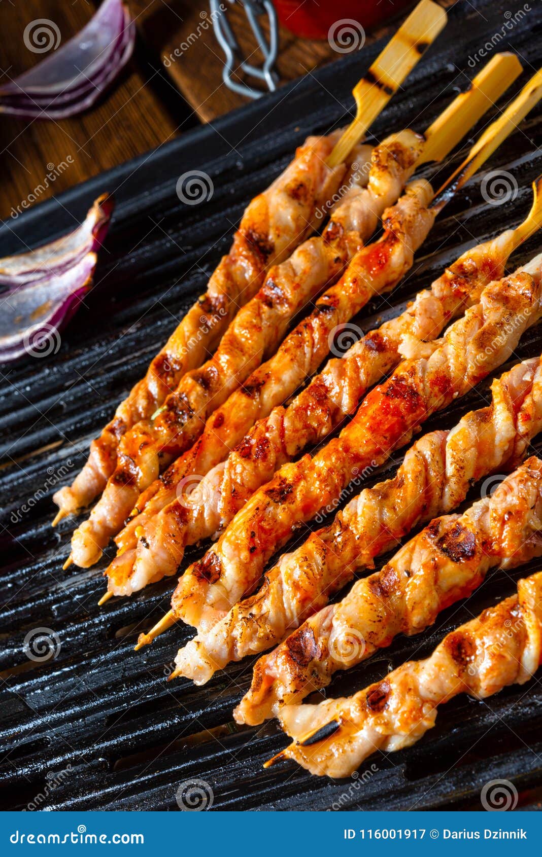 Fresh and Crispy Rustic Pork Belly Grill Sticks Stock Image Image of