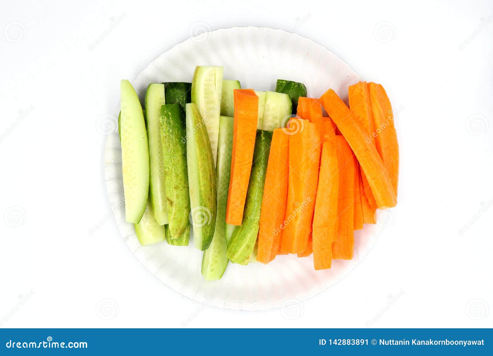 Fresh Cucumber And Carrots Slice Isolated On White Background Stock