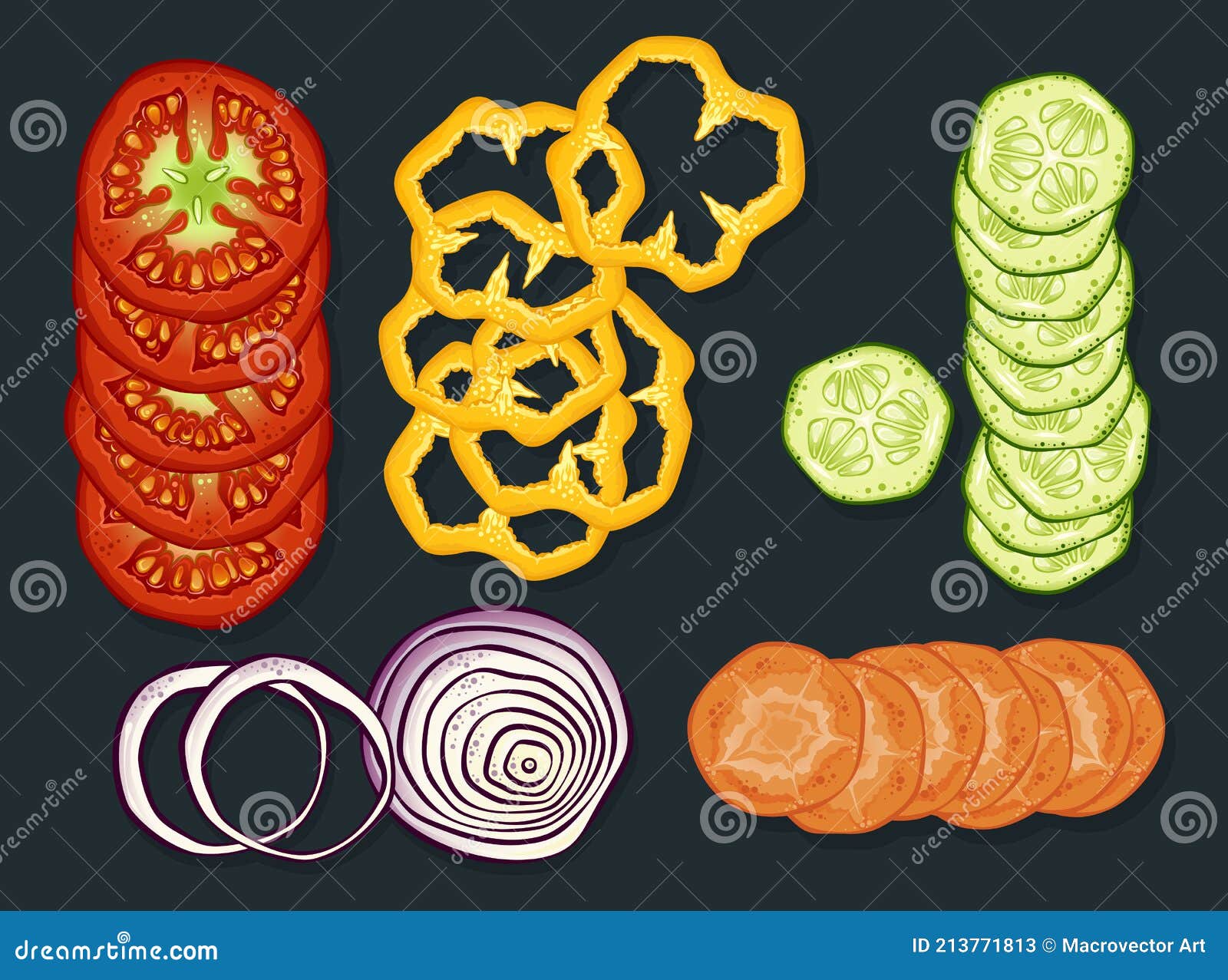 Fresh Cutting Vegetables Set Stock Vector Illustration of basket