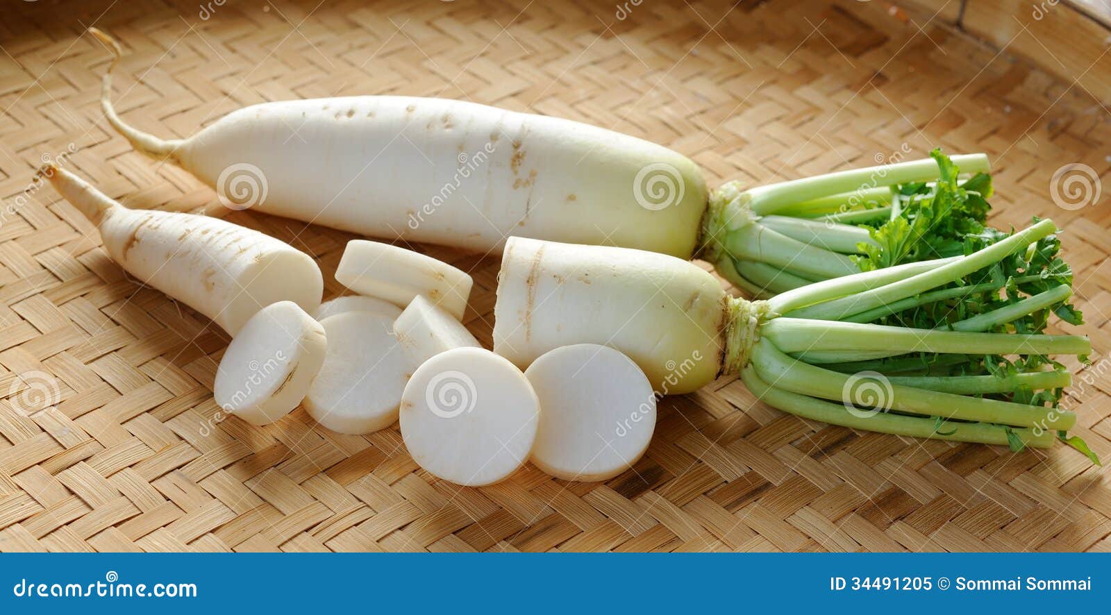 Fresh Daikon Radishes Vegetable Stock Image Image of raphanus, green