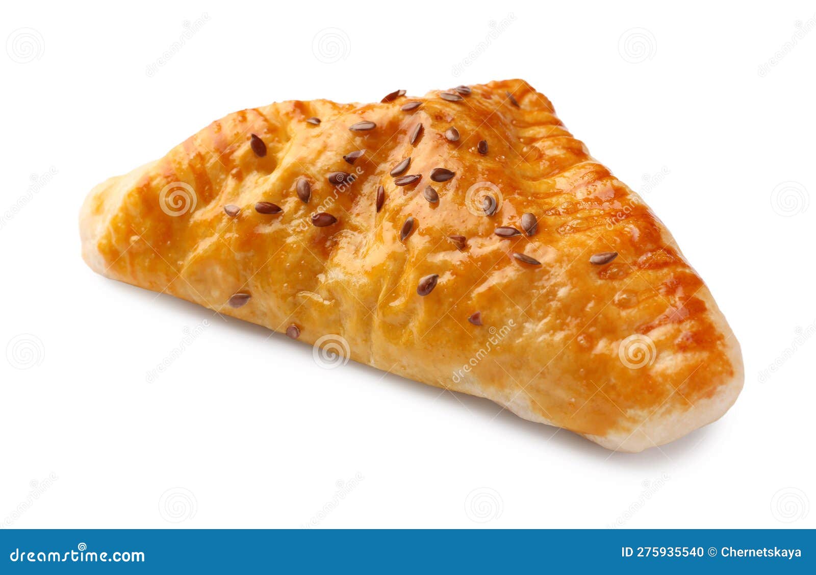 Fresh Delicious Puff Pastry with Cheese on White Background Stock Photo