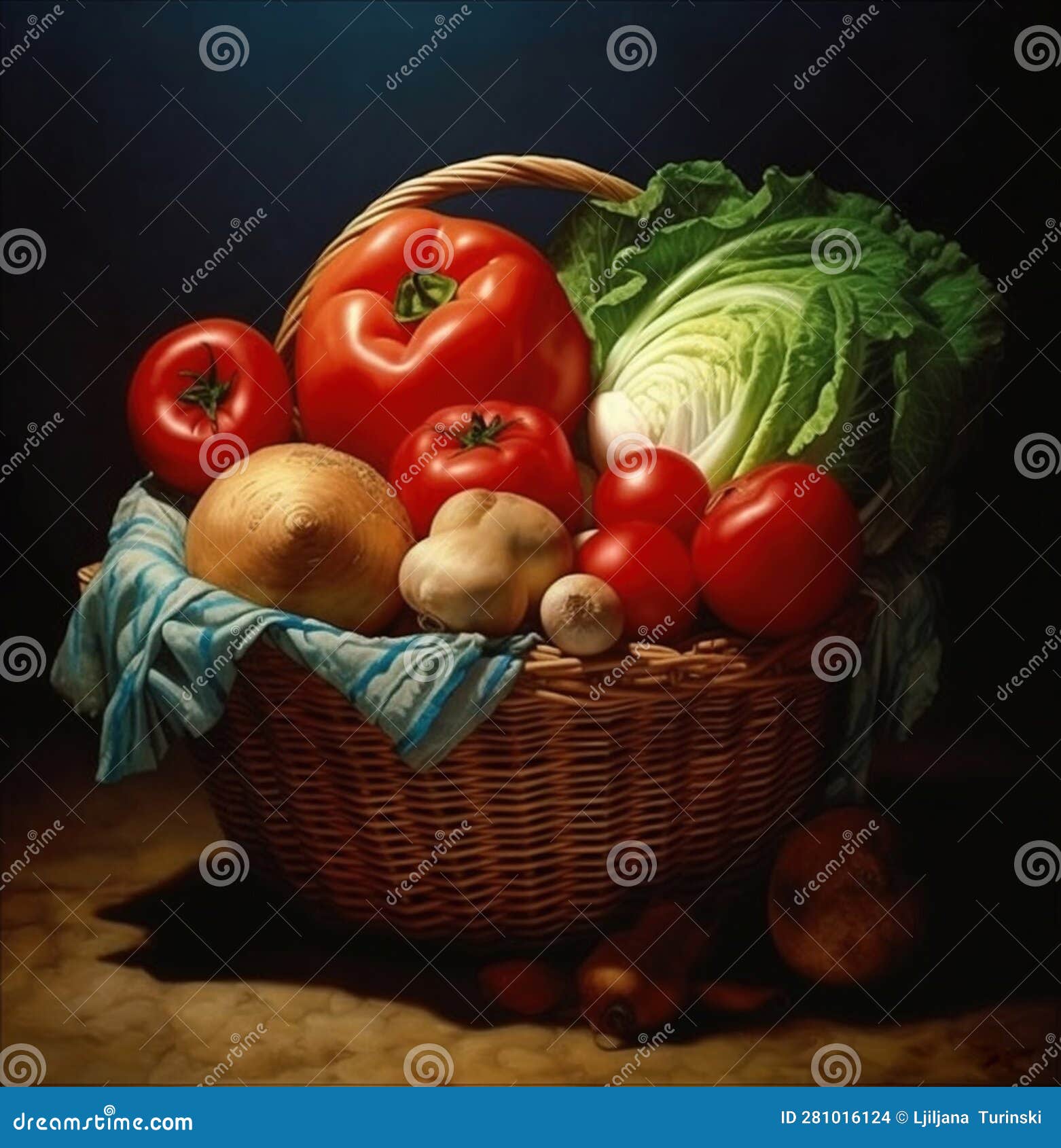 Fresh Different Types of Vegetables in a Basket Stock Illustration