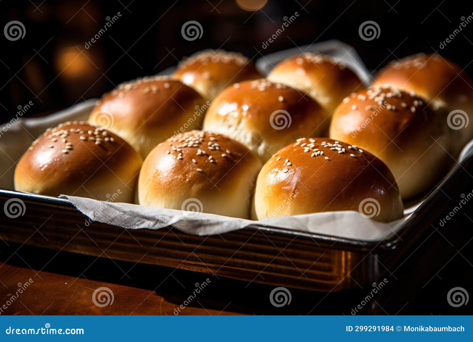 Baked dinner rolls in tray stock illustration. Illustration of bake