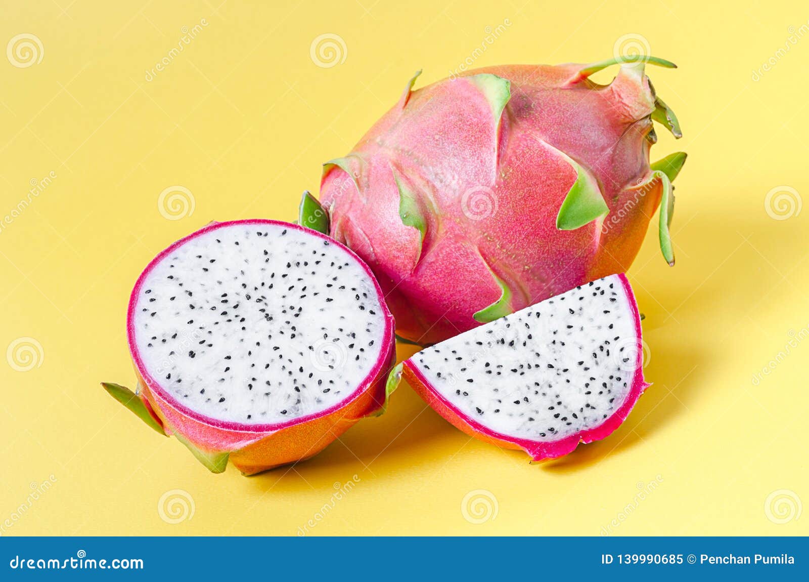 Fresh dragon fruit slice stock image. Image of falling 139990685