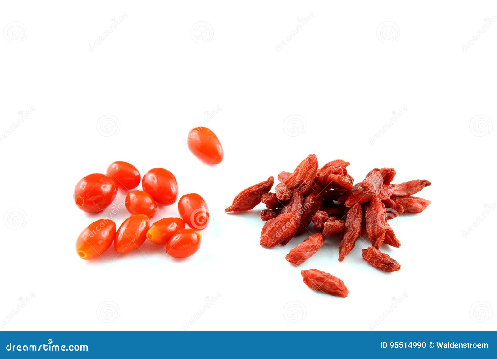 Fresh And Dried Goji Berries Isolated On A White Background Stock Photo