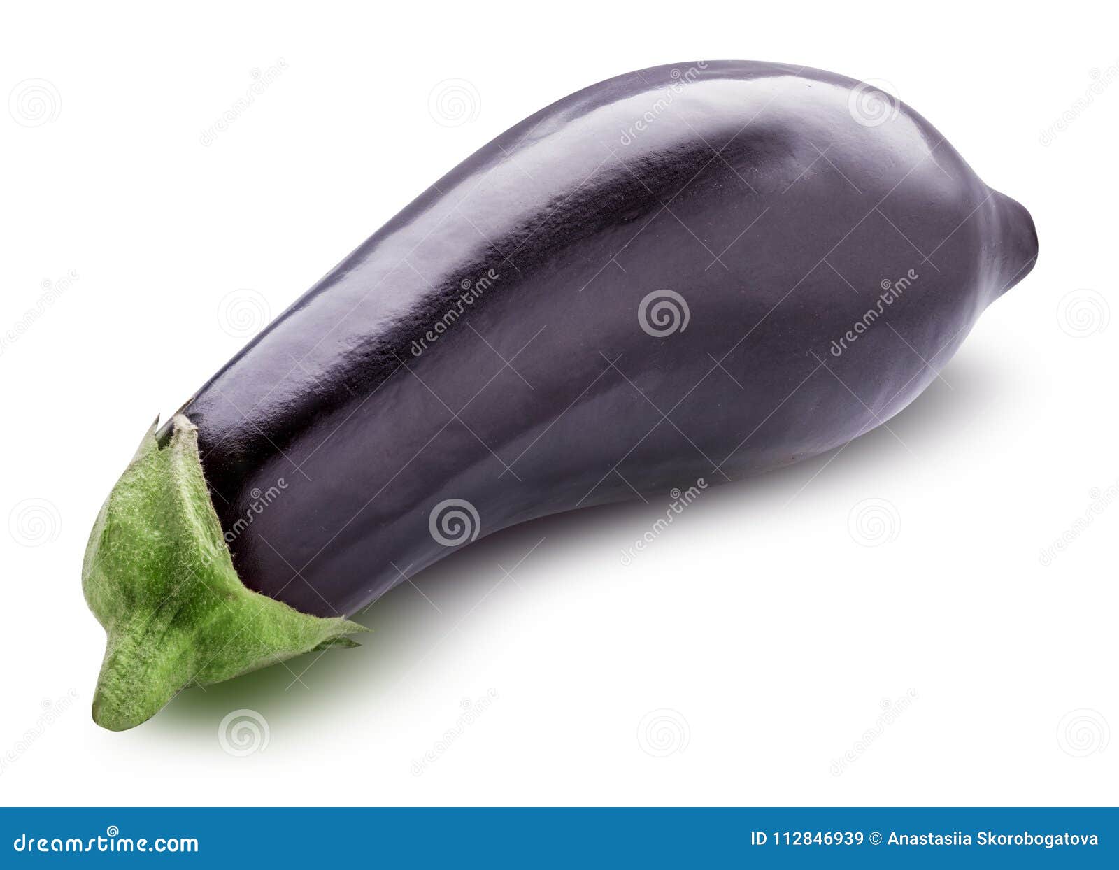 Fresh Eggplant Isolated with Shadow on a White Background Stock Image