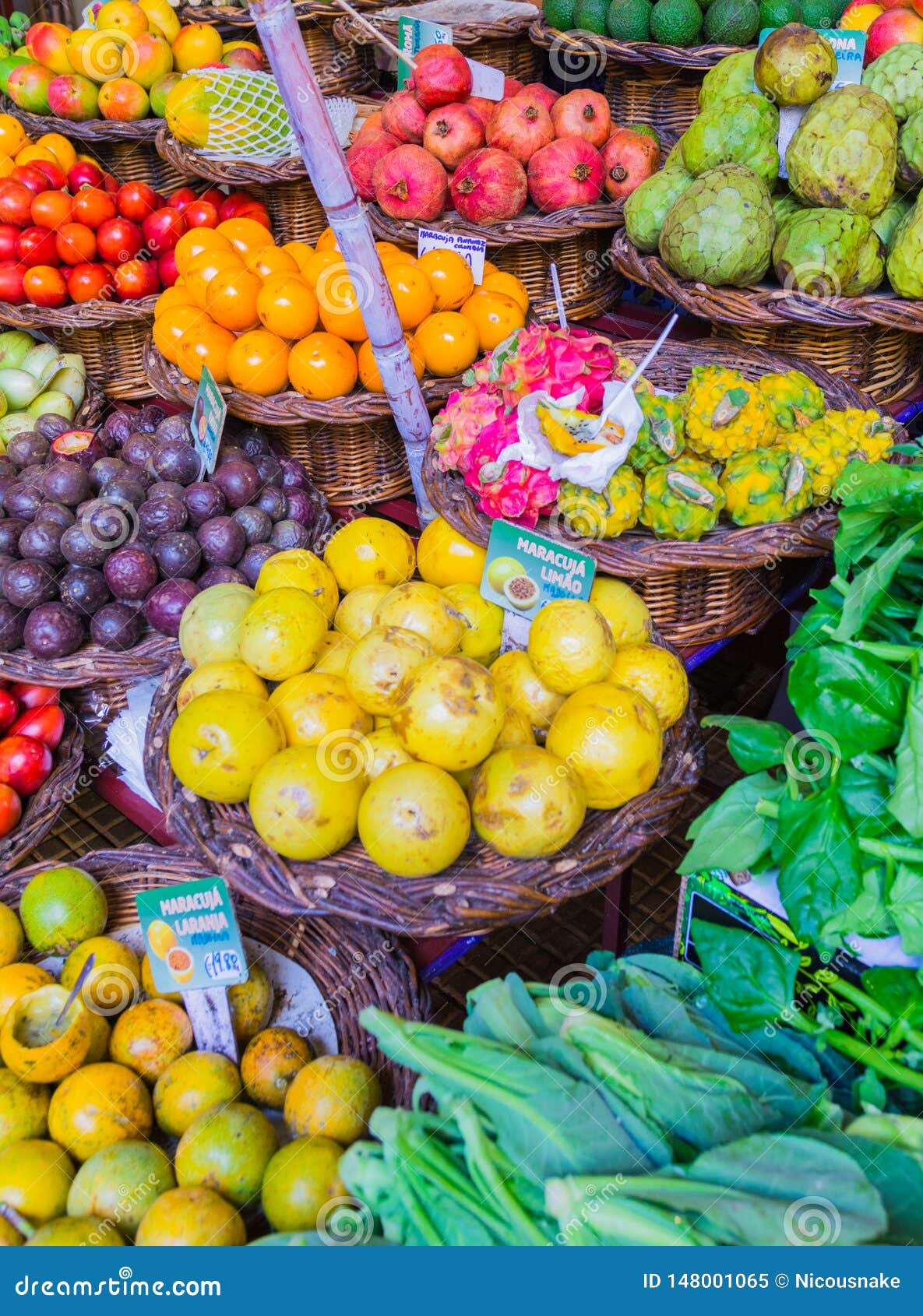 Fresh Exotic Fruits And Vegetables In Mercado Dos Lavradores Stock Image - Image of funchal ...