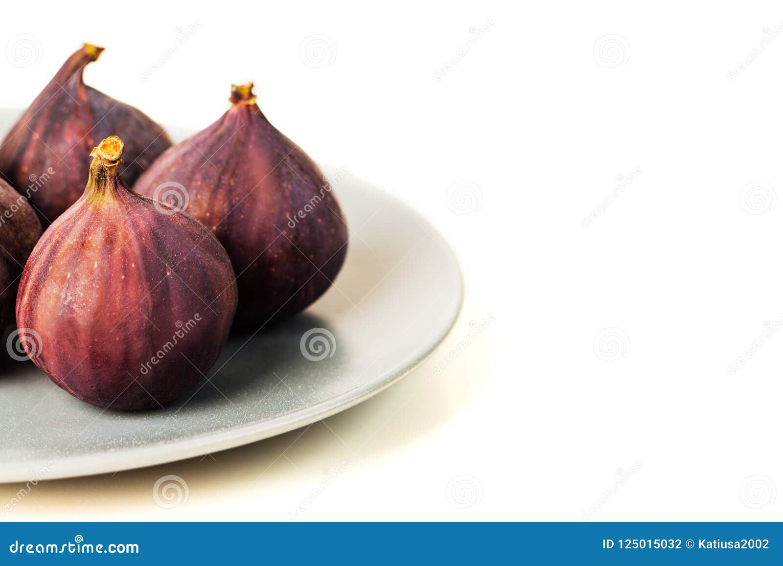Fresh Figs on Grey Plate on White Stock Photo Image of object, diet