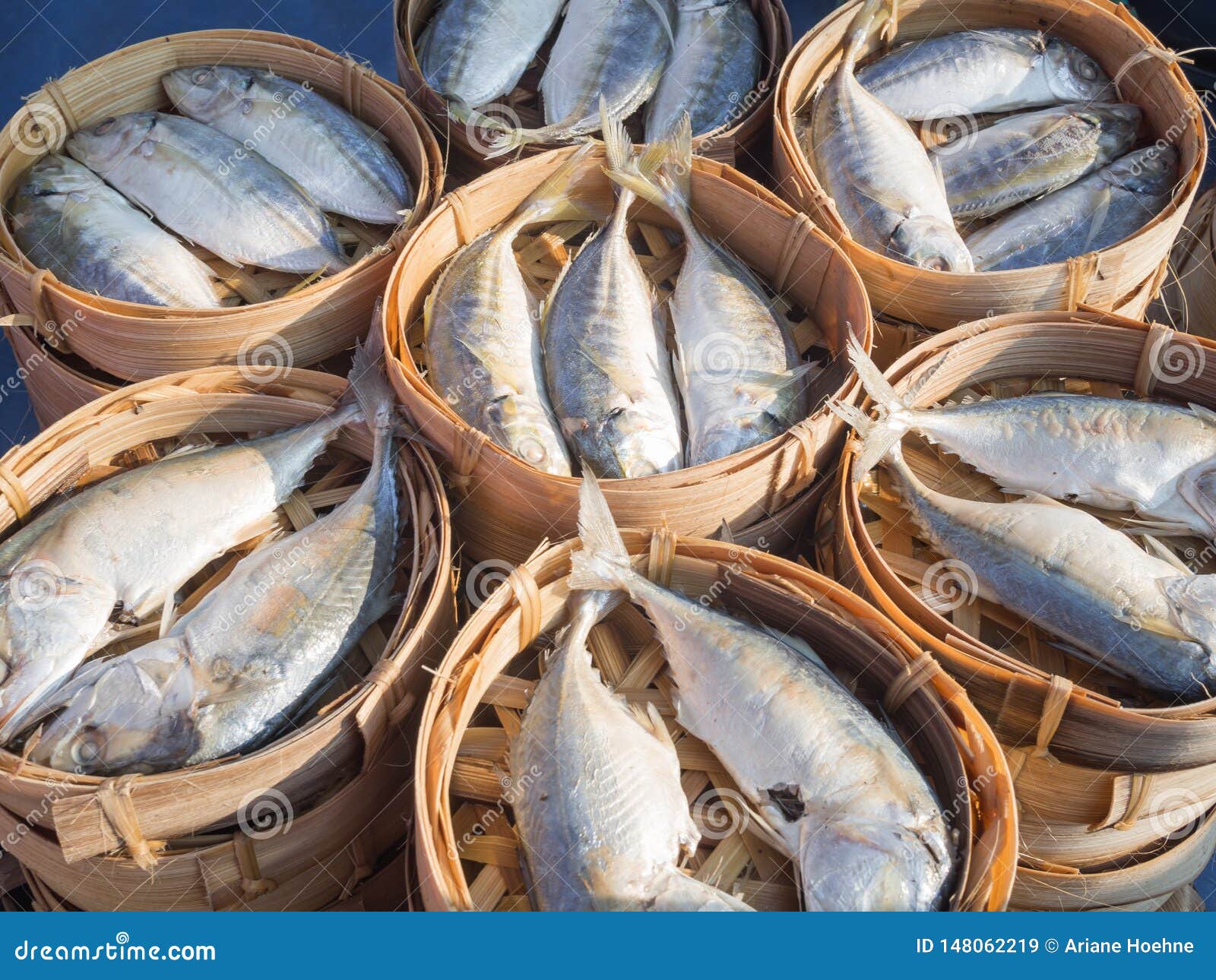 Fresh Fish in Baskets at the Market Stock Image Image of market, gilt