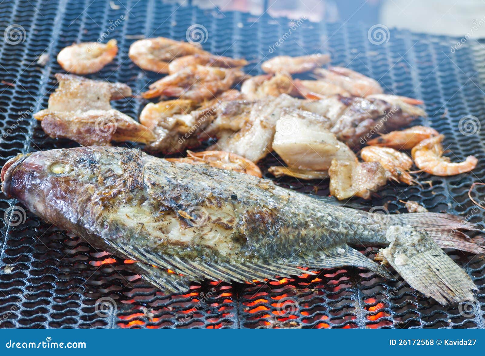 Fresh fish and pork stock photo. Image of yummy, closeup 26172568