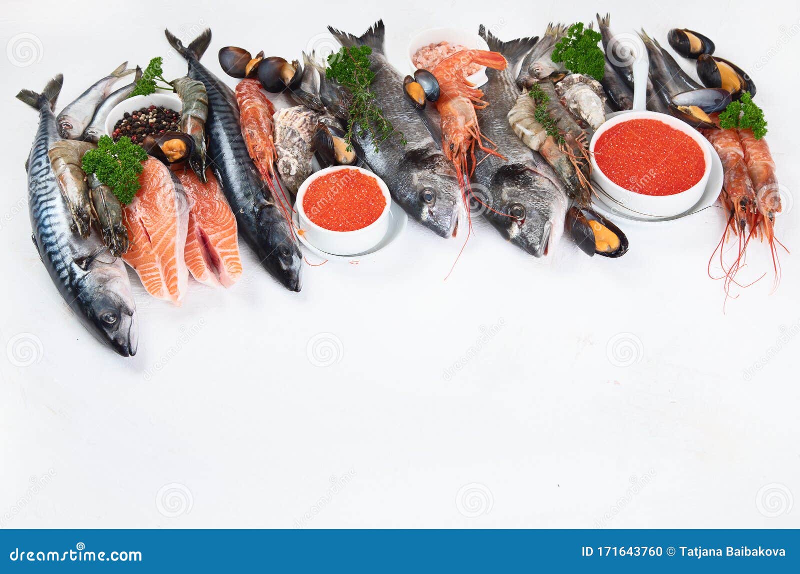 Fresh fish and seafood stock photo. Image of food, crab 171643760