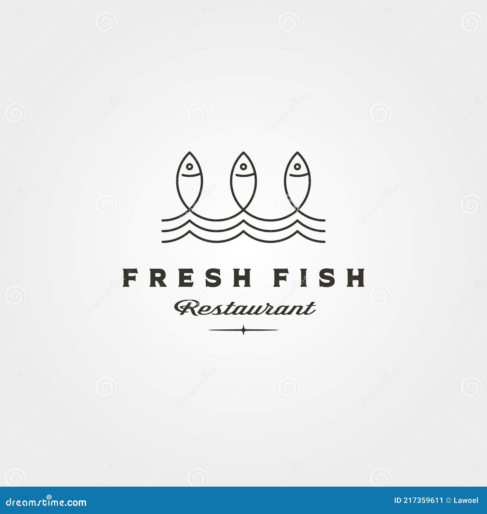 Fresh Fish and Wave Line Logo Vector Symbol Minimalist Illustration