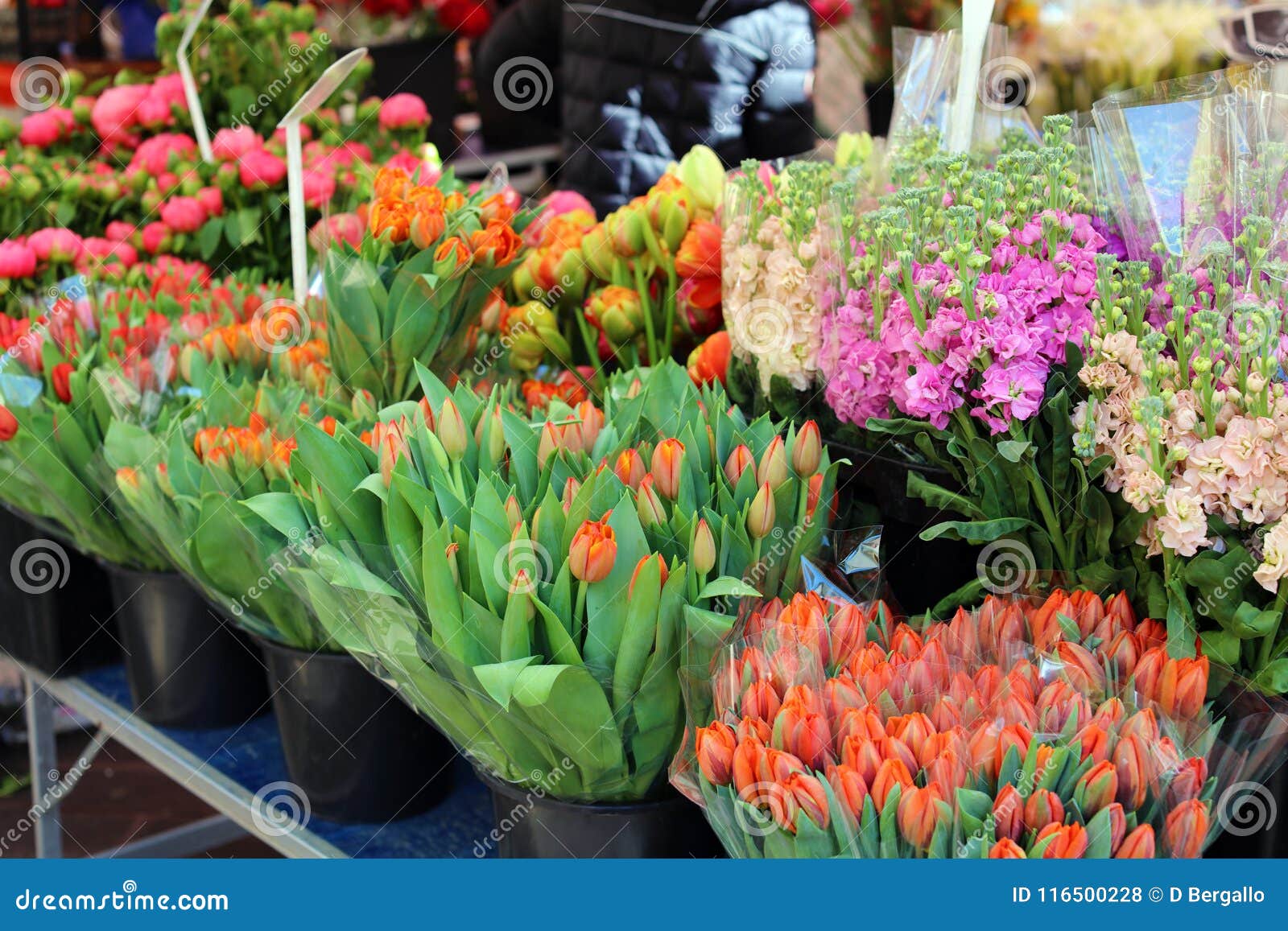 Fresh Flowers at Farmer Market in France, Europe. Italian Spanish and ...