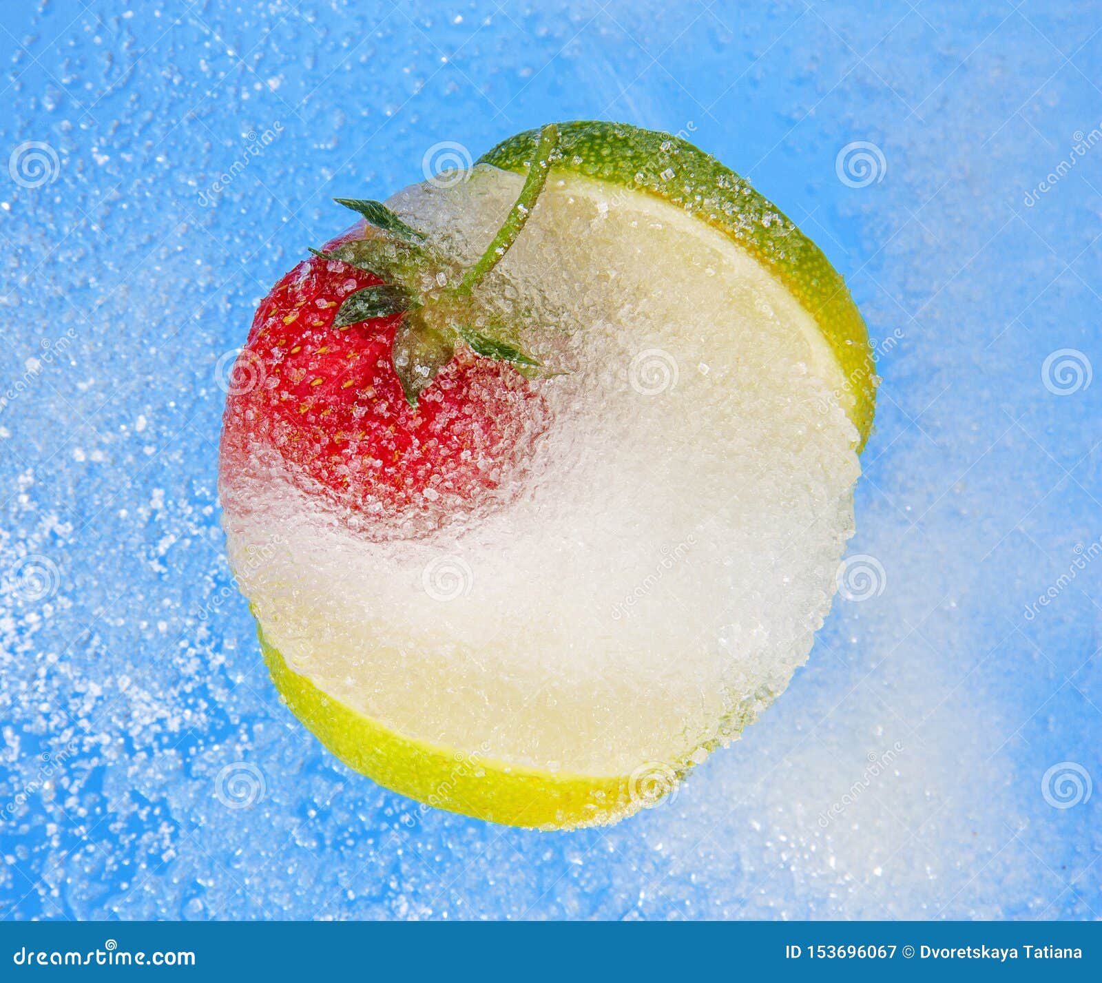 Fresh Fruit Iced in a Piece of Ice Stock Image Image of cocktail