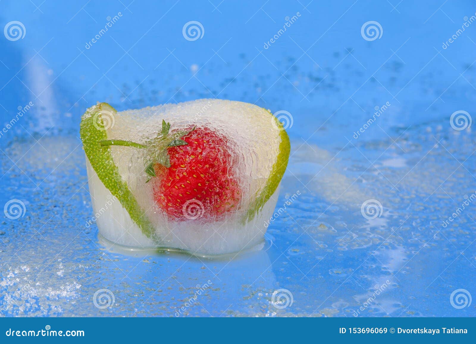 Fresh Fruit Iced in a Piece of Ice Stock Image Image of organic