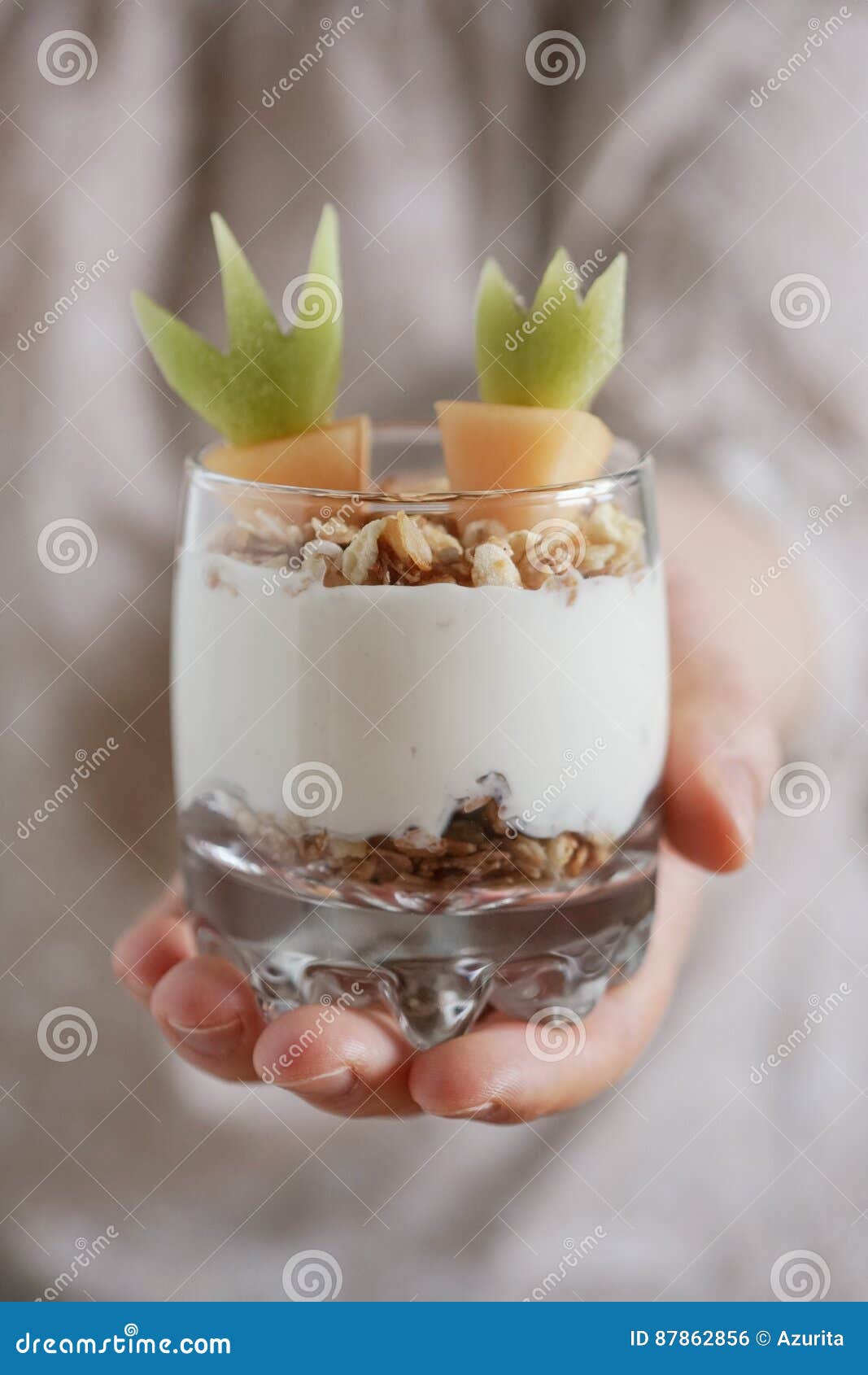 Fresh Fruit Parfait with Yogurt and Granola for Easter Breakfast Stock