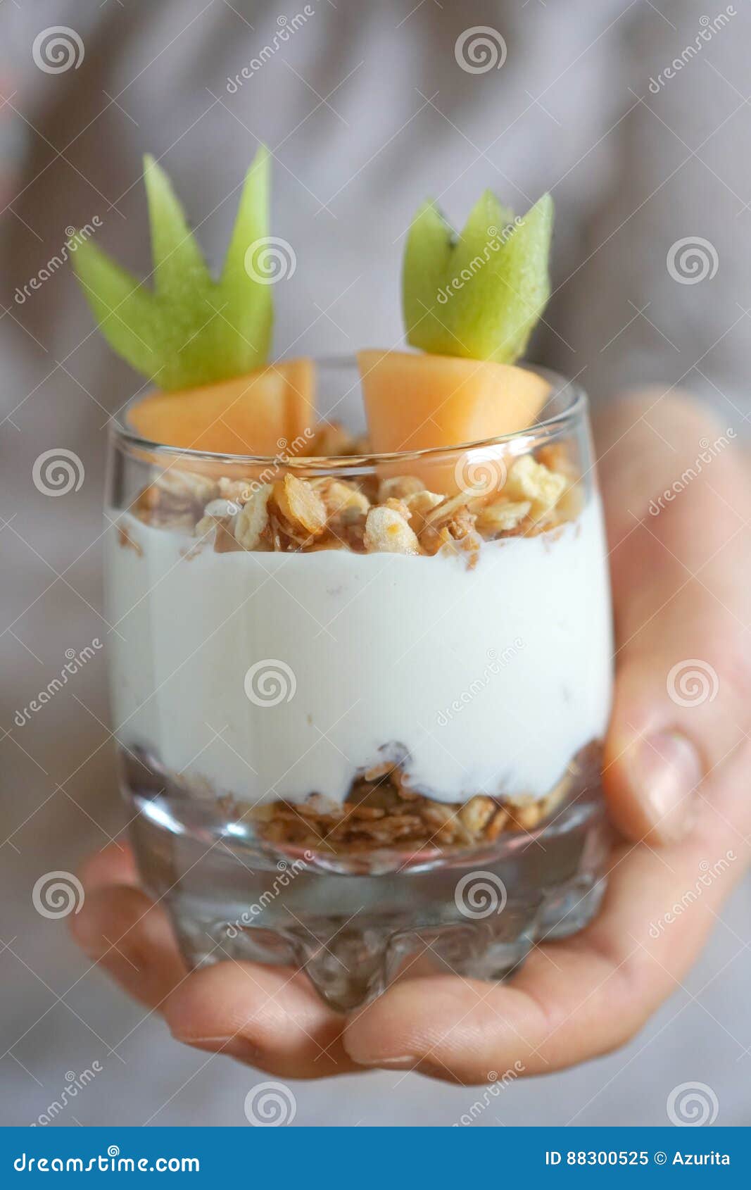 Fresh Fruit Parfait with Yogurt and Granola for Easter Breakfast Stock