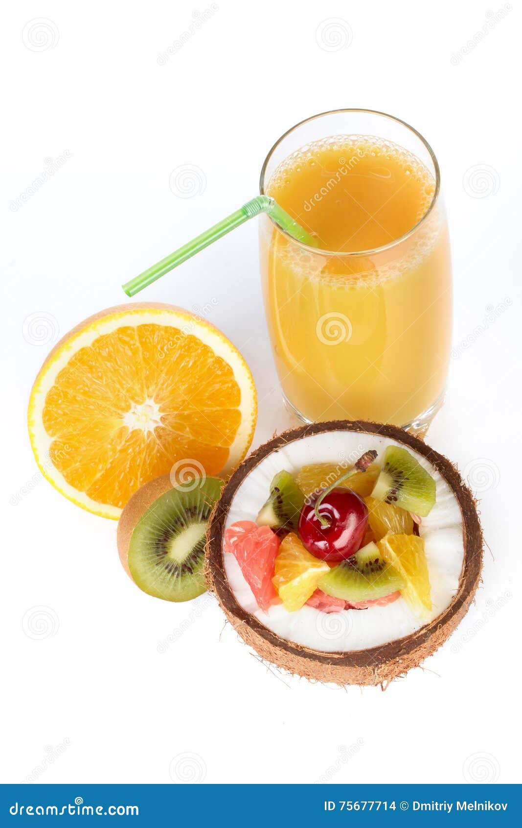 Fresh Fruit Salad and Juice. Stock Photo Image of background, fruit