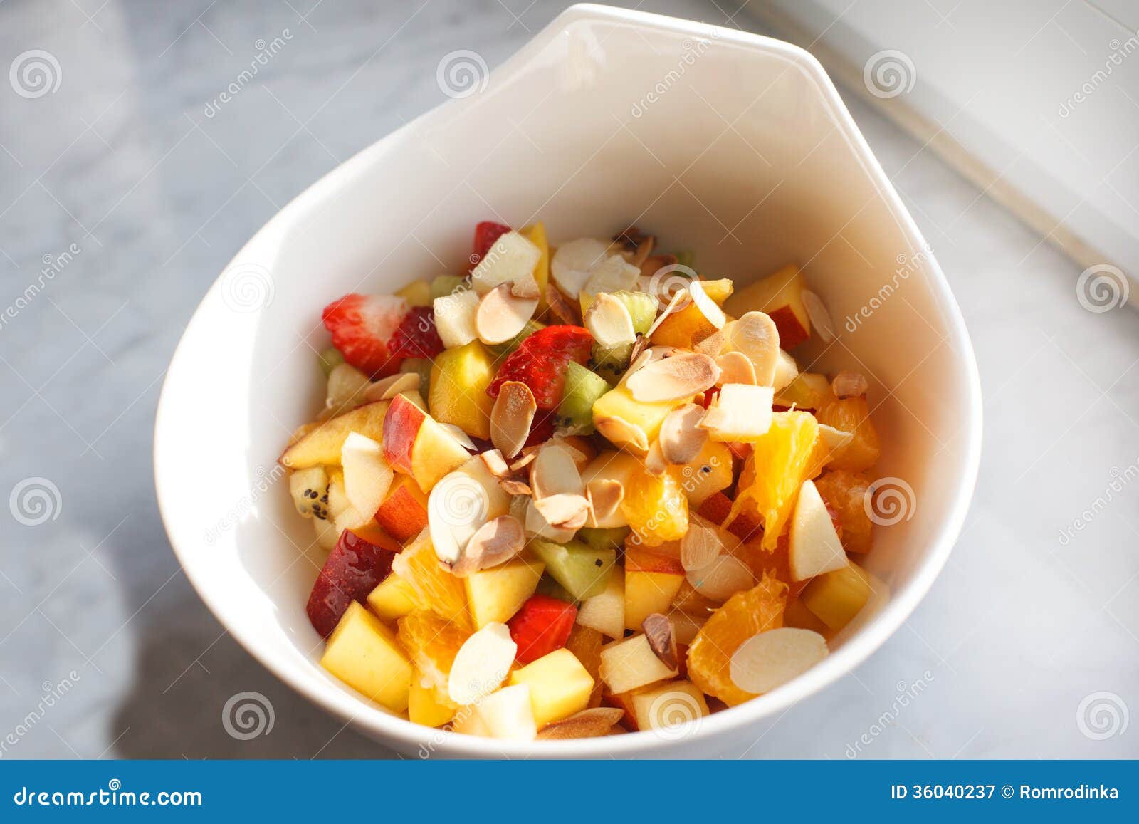 Fresh Fruit Salad with Nuts As Healthy Breakfast. Stock Image Image