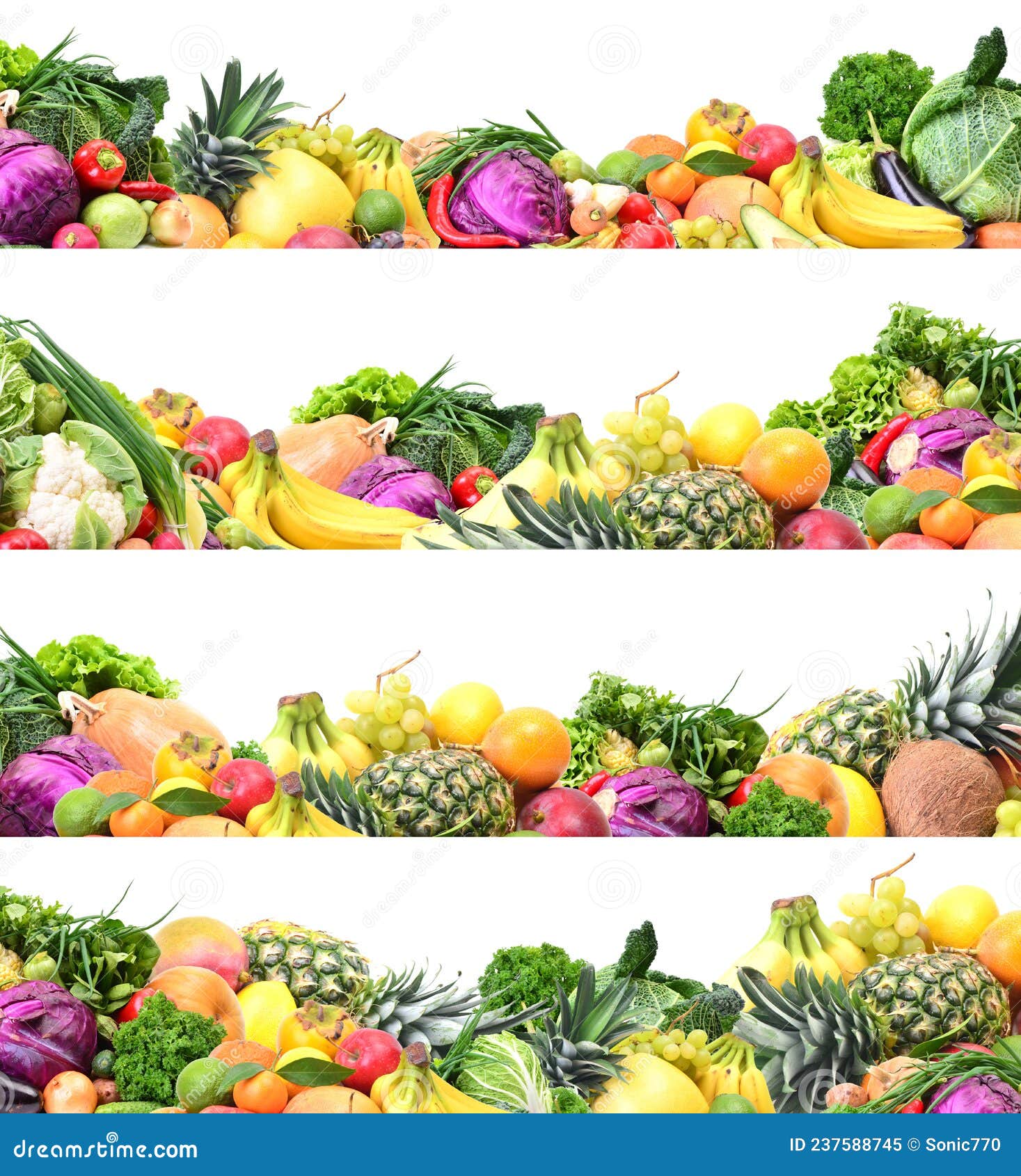 Fruit and Vegetables on White Background Stock Image Image of food, agriculture 237588745