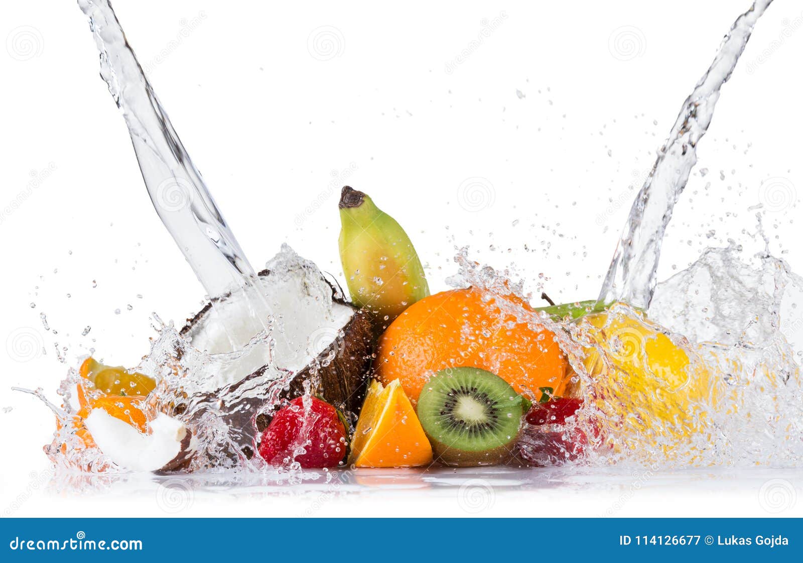Fresh Fruit with Water Splash Stock Image Image of clear, frozen