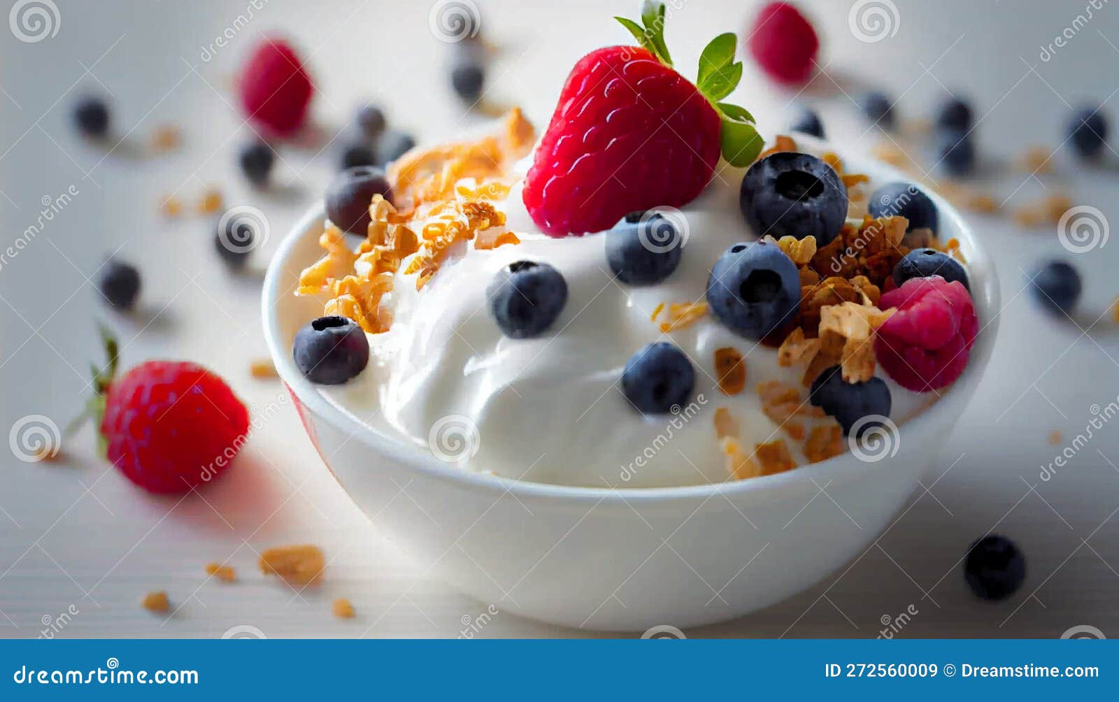 Fresh Fruit Yogurt Parfait with Granola and Berries ,generative AI