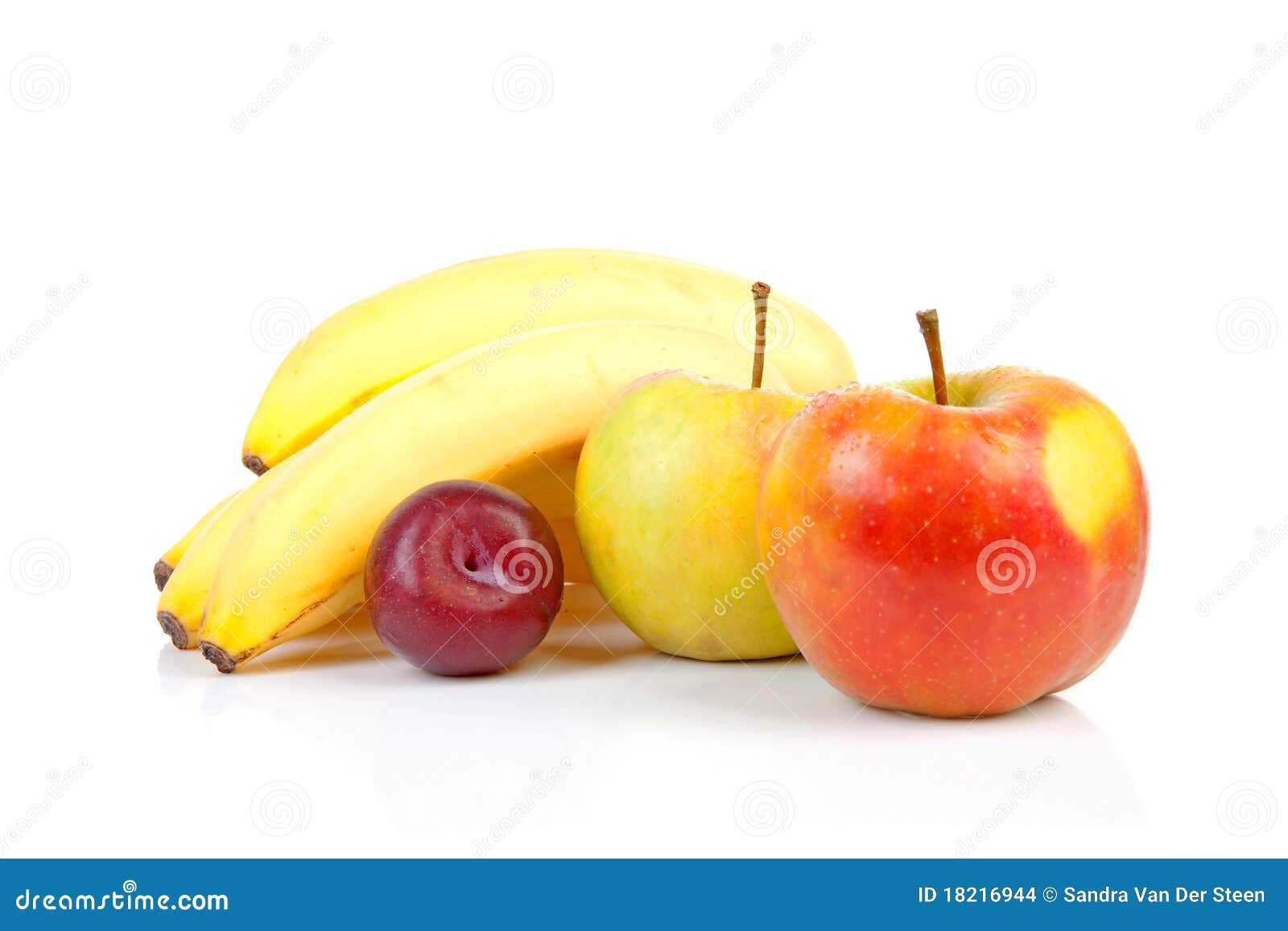Fresh Fruits Bananas, Apples and Plum Stock Photo Image of food