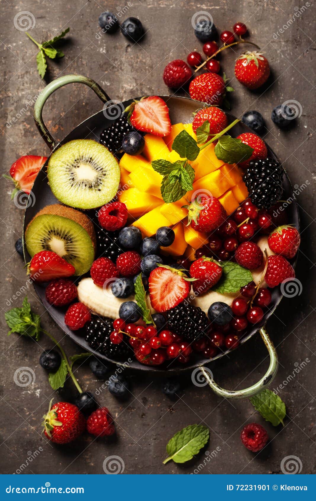 Fresh Fruits and Berries on Plate Stock Image Image of rustic