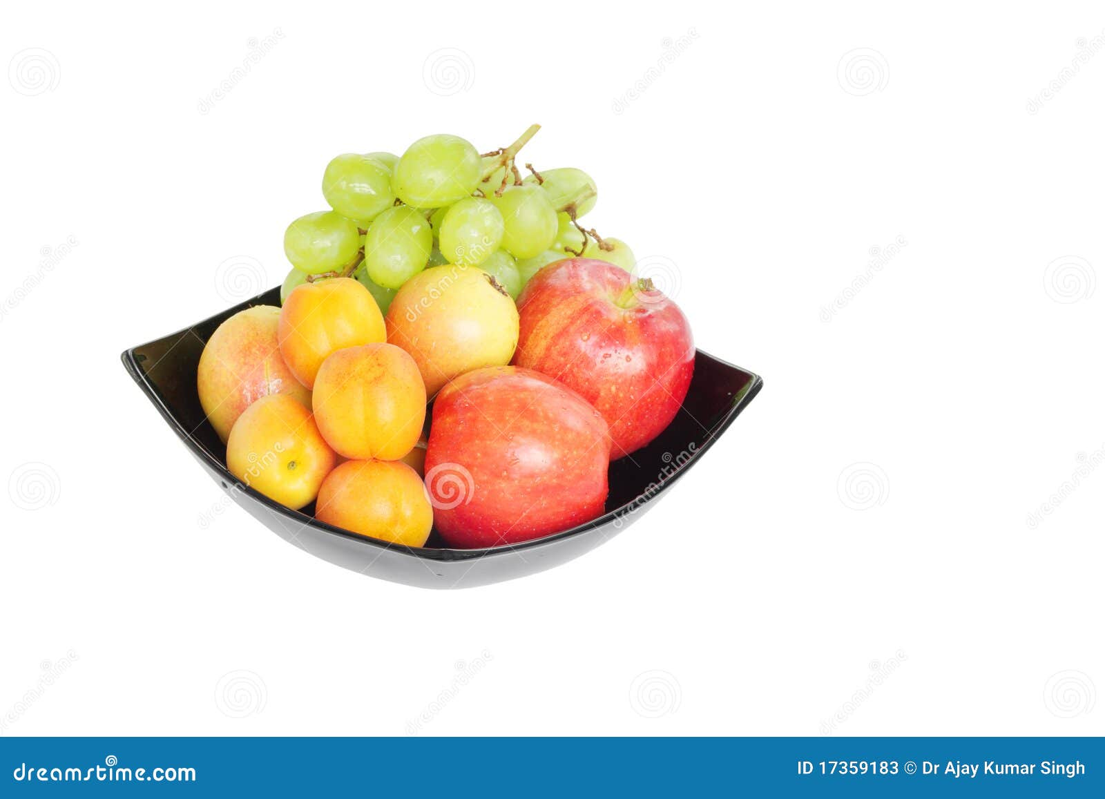 Fresh Fruits in a Bowl Isolated on White Stock Image Image of