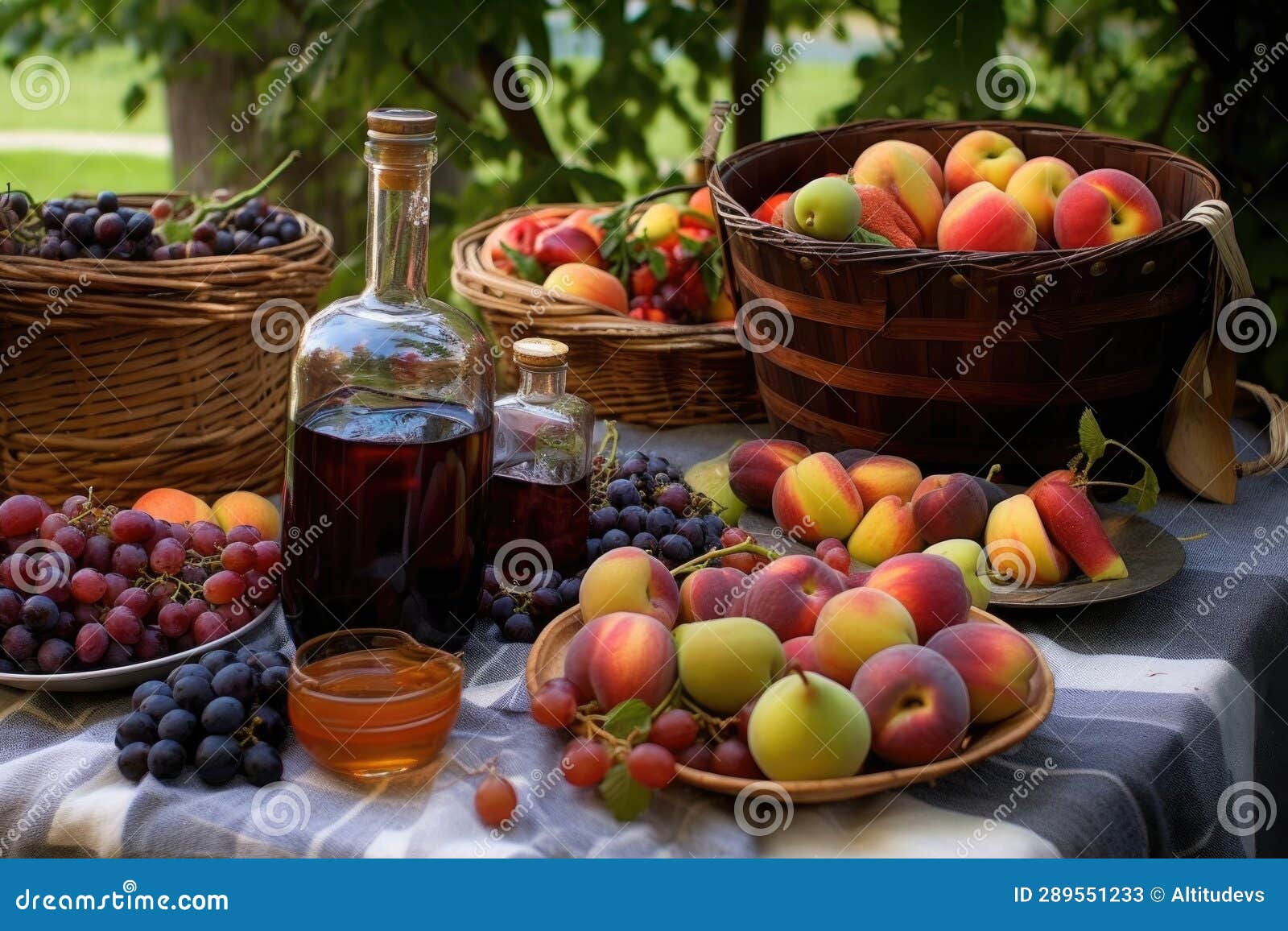 Fresh Fruits Ready for Brandy Making at Picnic Stock Image Image of