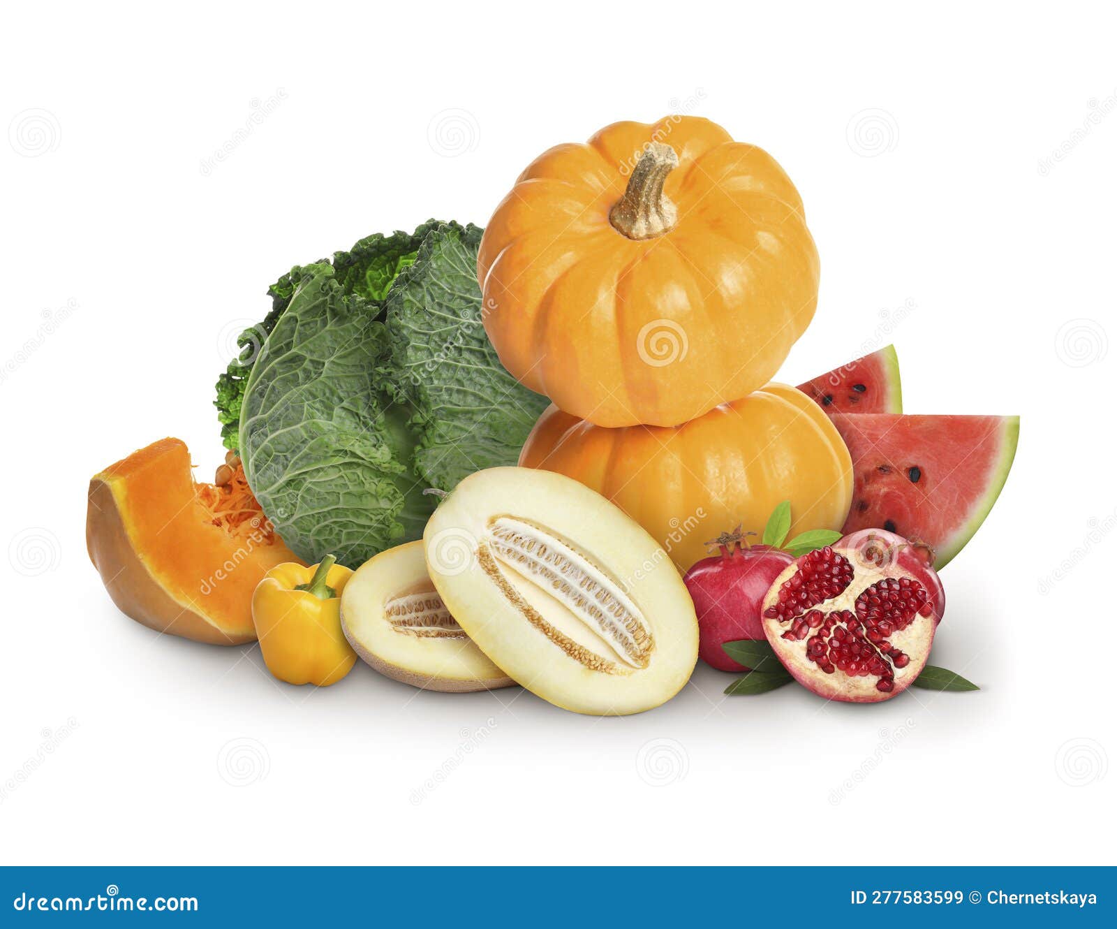 Fresh Fruits and Vegetables on White Background Stock Image Image of