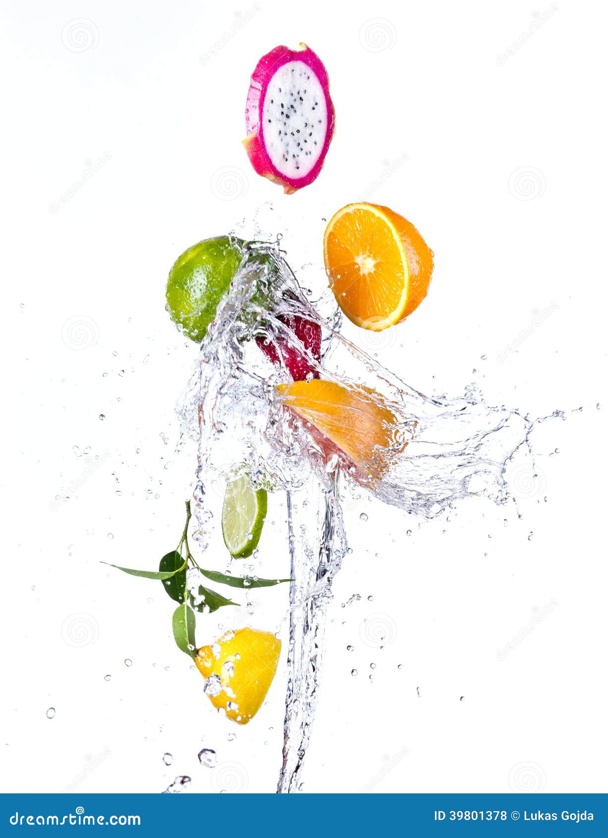 Fresh Fruits with Water Splash Stock Photo Image of isolated, diet