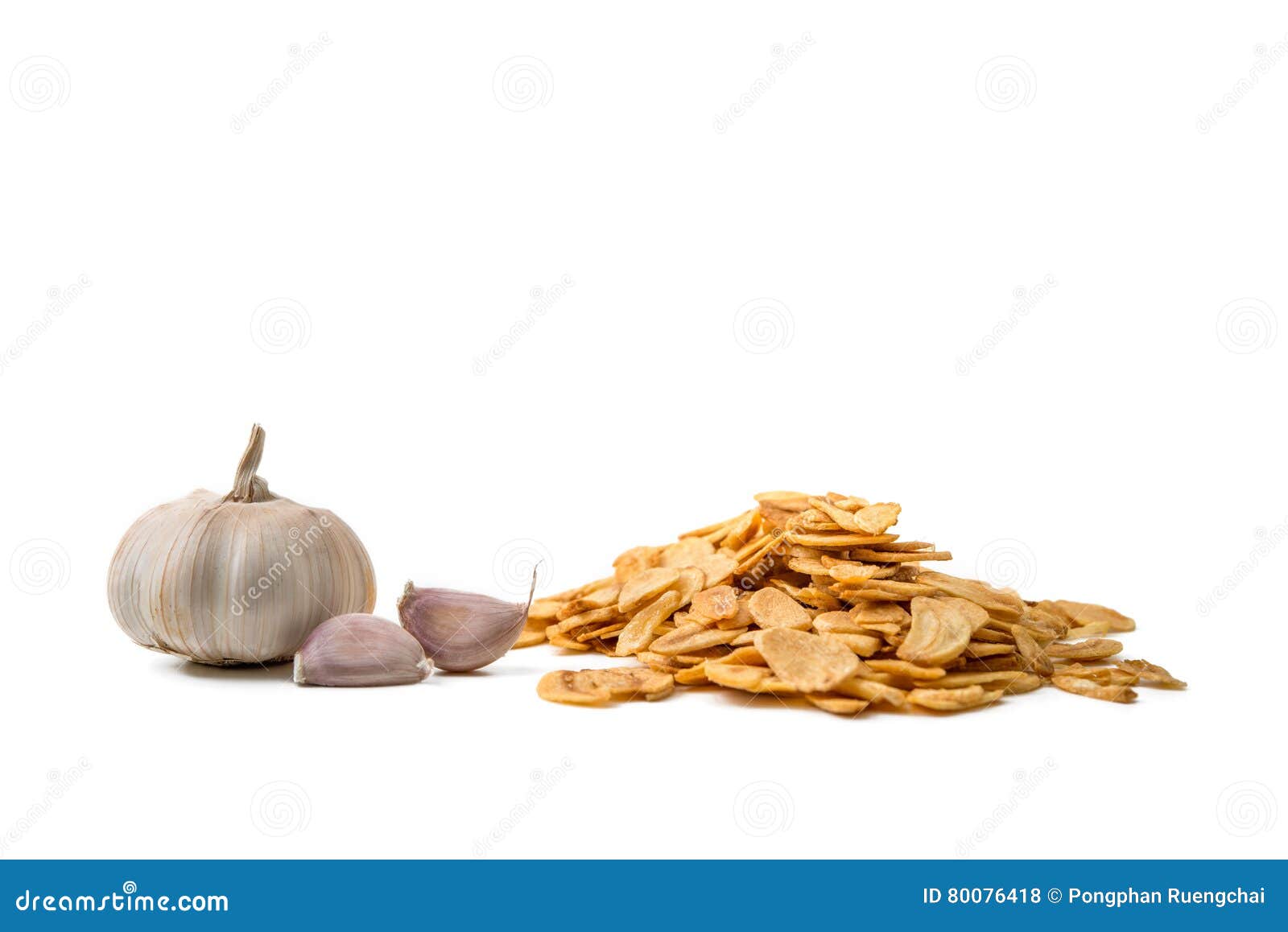 Fresh Garlic and Fried Garlic Stock Photo Image of vegetable, fresh 80076418