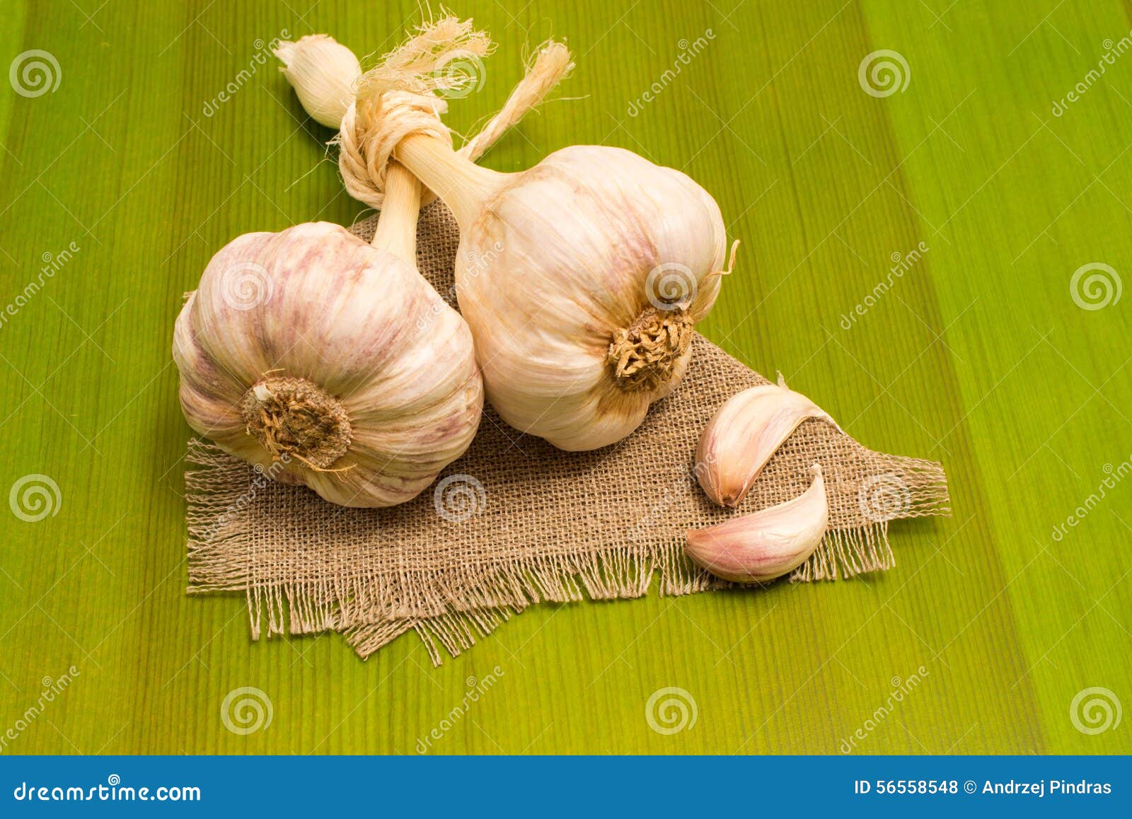 Fresh Garlic on Green Board Close Up Stock Photo Image of dieting