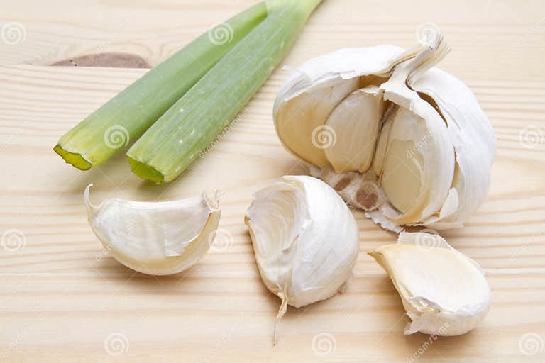 Fresh Garlic and Green Onion Stock Image Image of background, life
