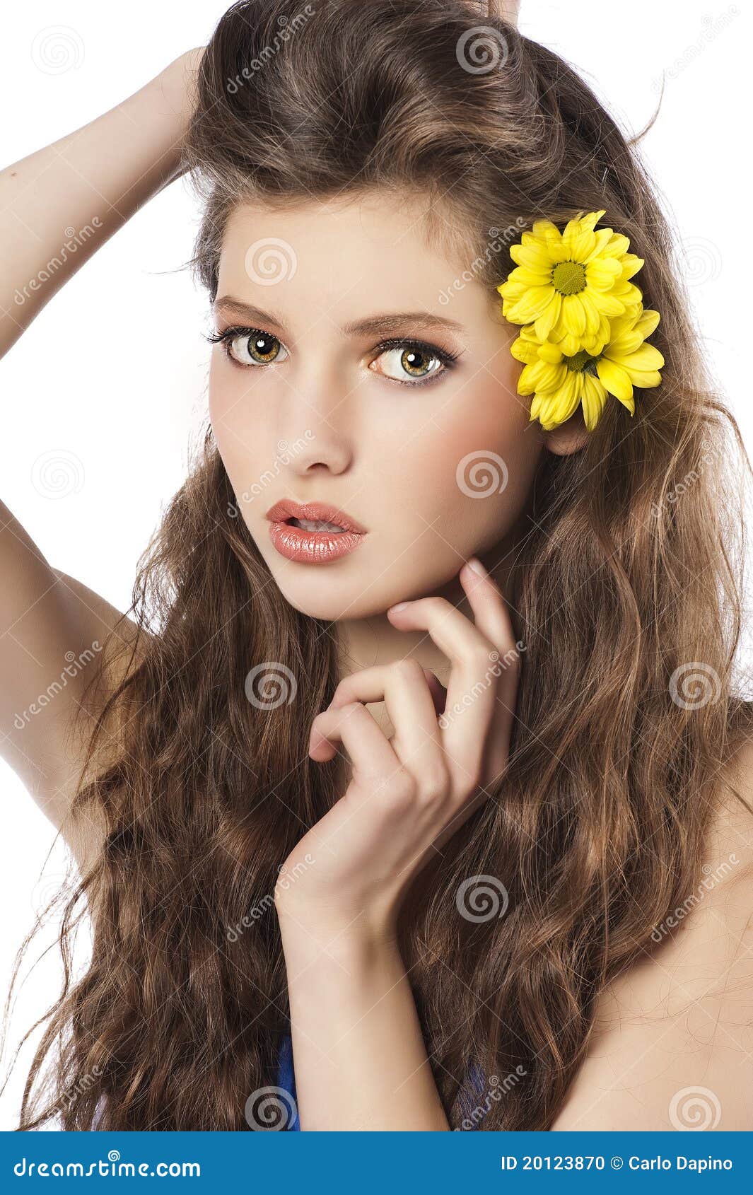Fresh Girl with Yellow Flower in Hair Stock Photo - Image of dreams, natural: 20123870 Fresh Girl with Yellow Flower in Hair Stock Photo - Image of dreams, natural: 20123870