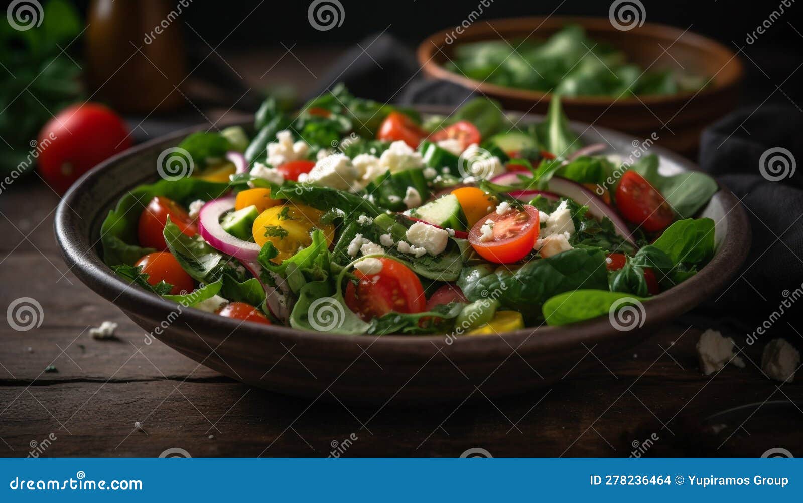 Fresh Gourmet Salad with Organic Vegetables and Mozzarella Generative