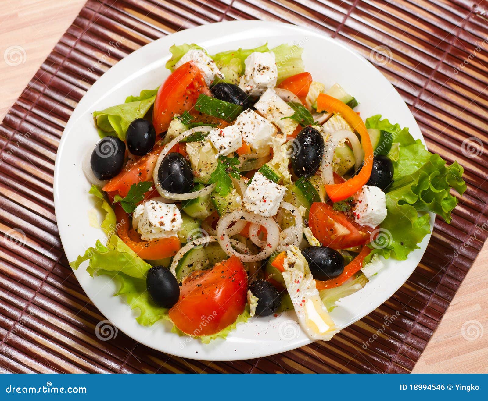 Fresh greek salad stock photo. Image of salad, feta, onion 18994546