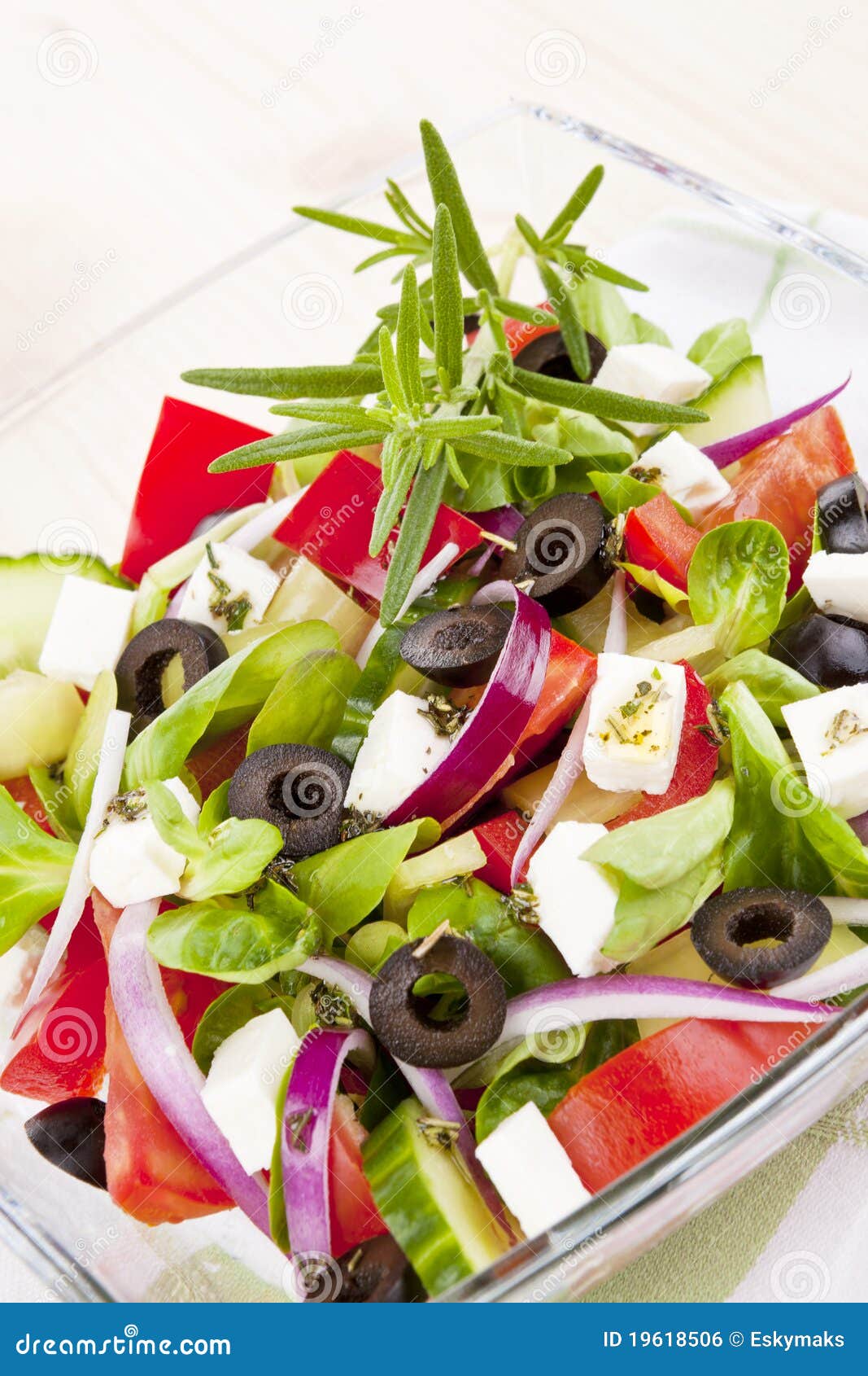 Fresh greek salad. stock photo. Image of goat, leaves 19618506