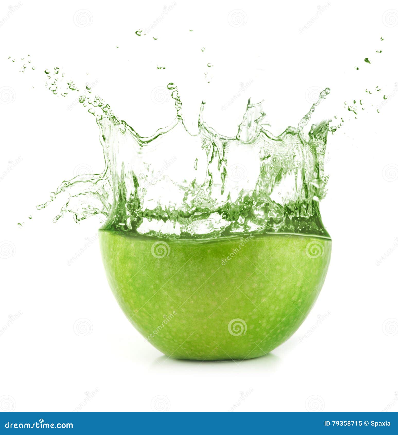 Fresh Green Apple Juice with Water Splash. Stock Image Image of white
