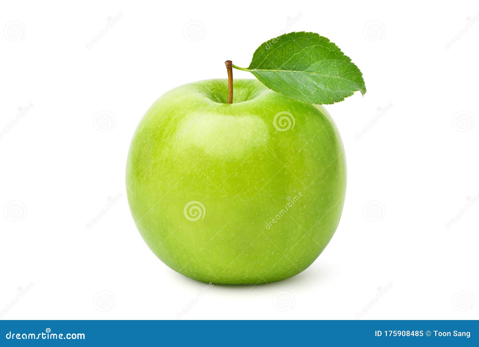Fresh Green Apple with Green Leaf Stock Image Image of isolated, ripe